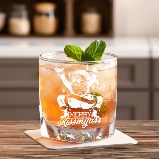 Merry Kissmyass | ENGRAVED | 10 oz Rocks/Whiskey Glass