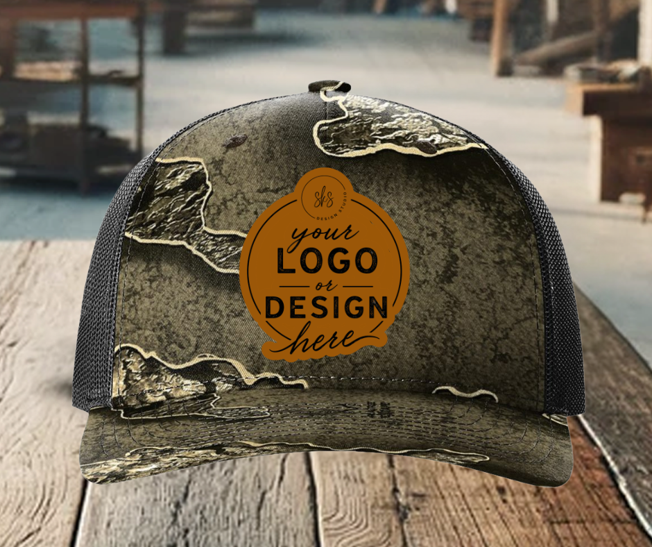 CUSTOM LOGO | Camo Richardson 112 Hat with Laser Engraved Leather Patch