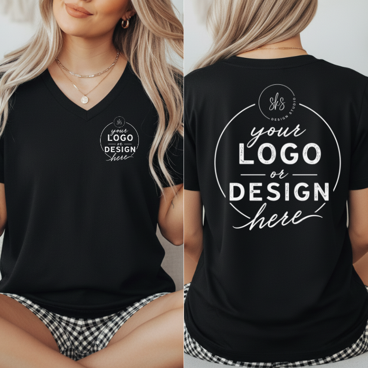 CUSTOM LOGO | Women's V-Neck T-Shirt [BELLA CANVAS]