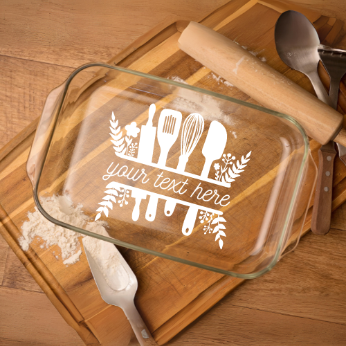 PERSONALIZED Kitchen Utensils | ENGRAVED | Glass Baking Dish