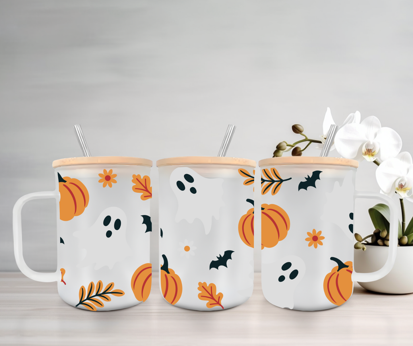 Pumpkin Spice | VINYL | 15oz Mug with Handle, Bamboo Lid & Straw