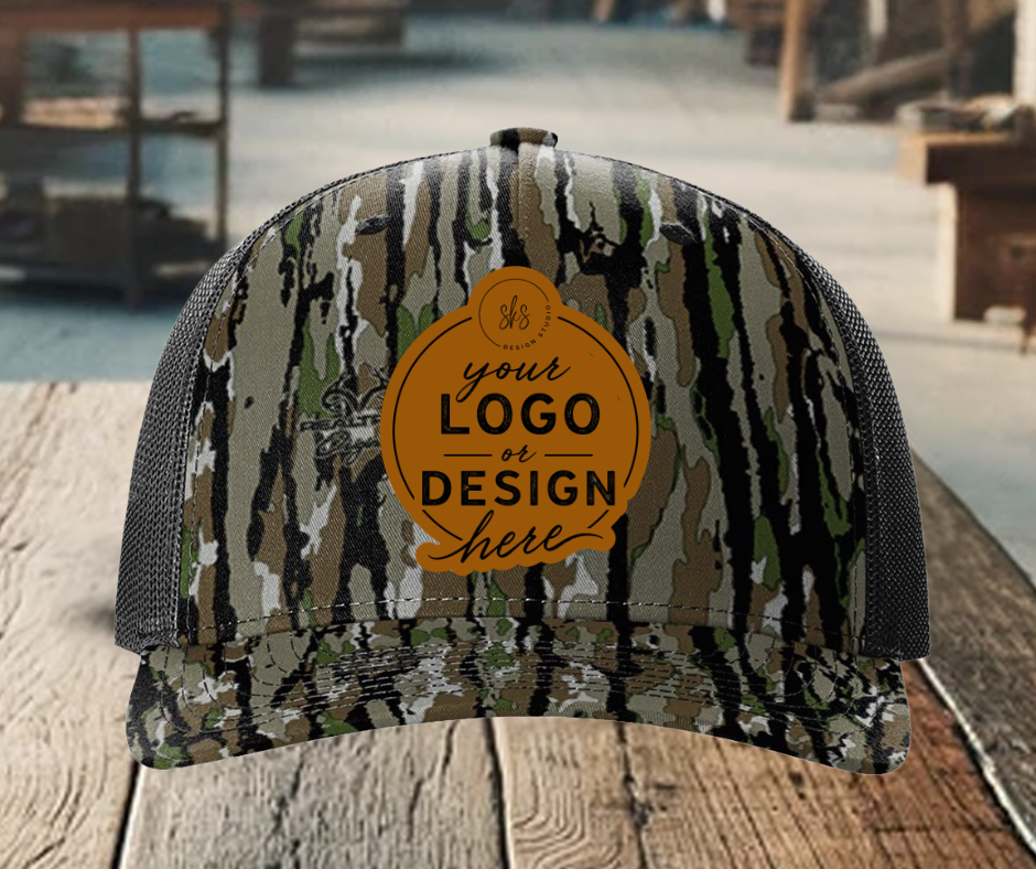 CUSTOM LOGO | Camo Richardson 112 Hat with Laser Engraved Leather Patch