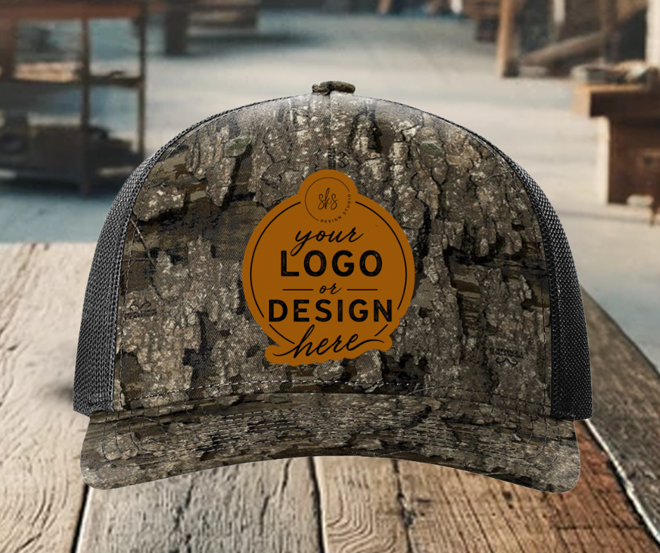 CUSTOM LOGO | Camo Richardson 112 Hat with Laser Engraved Leather Patch