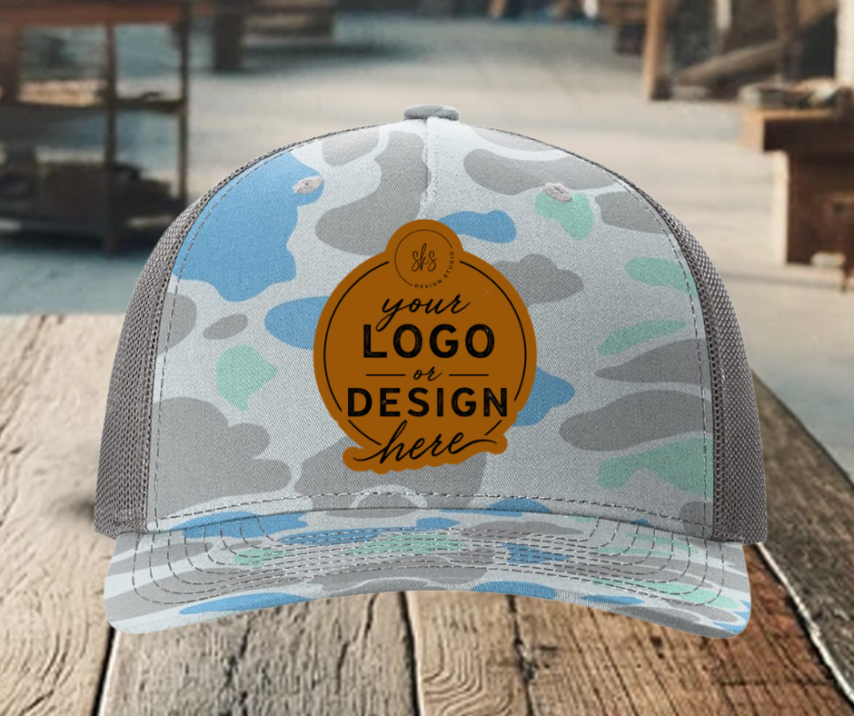 CUSTOM LOGO | Camo Richardson 112 Hat with Laser Engraved Leather Patch