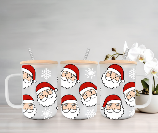 Santa | VINYL | 15oz Mug with Handle, Bamboo Lid & Straw