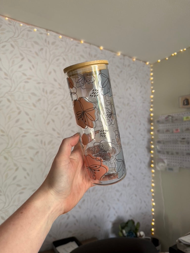 Boho Floral | UVDTF | 25oz Skinny Glass Tumbler