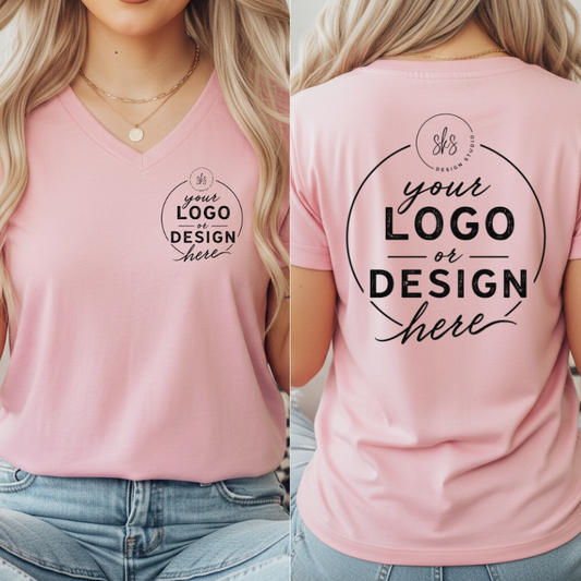 CUSTOM LOGO | Women's V-Neck T-Shirt [BELLA CANVAS]