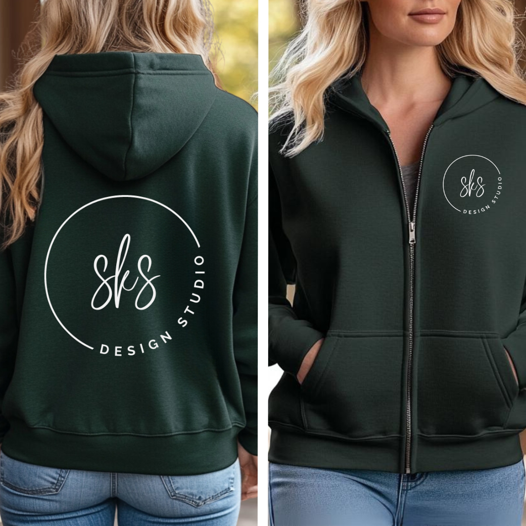 CUSTOM LOGO | Unisex Zip Up Hoodie