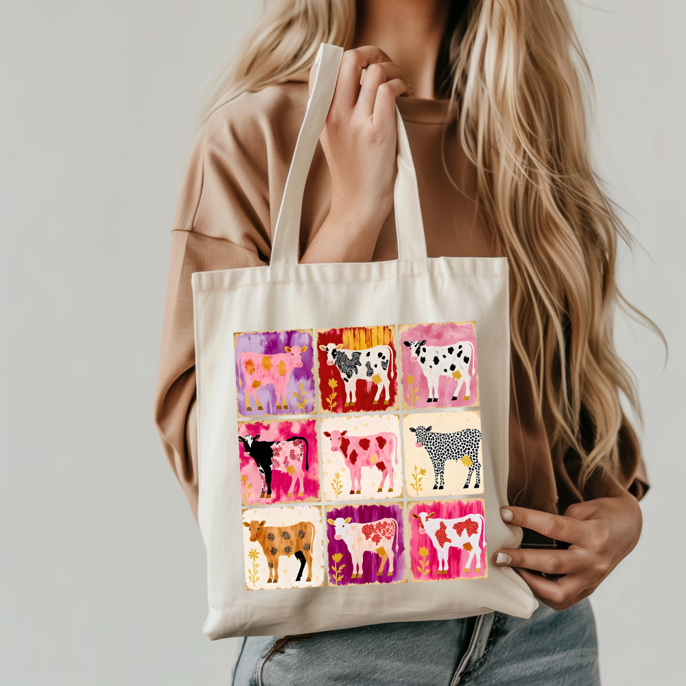 Retro Cows | Canvas Tote Bag