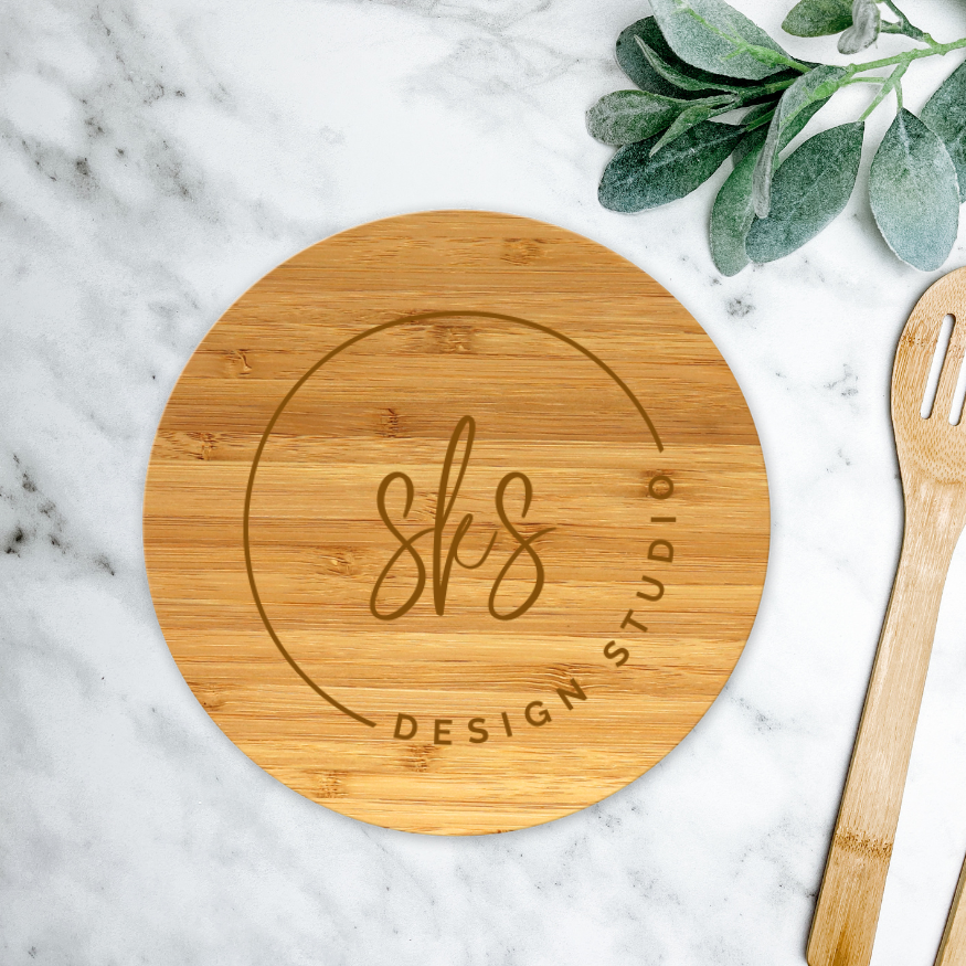 CUSTOM Logo | ENGRAVED | 9" Round Cutting Board