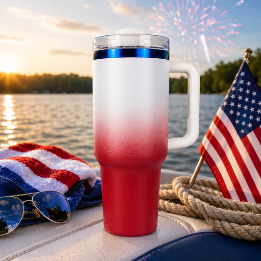 40oz Red White & Blue Stainless Steel Tumbler