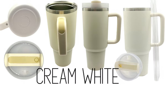 40 Oz Soft Touch Powder Coated Tumbler With Handle And Straw