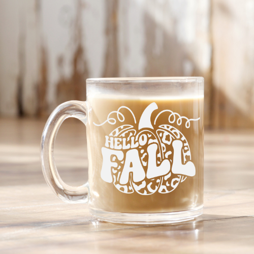 Hello Fall | VINYL | 12 oz Clear Coffee Mug