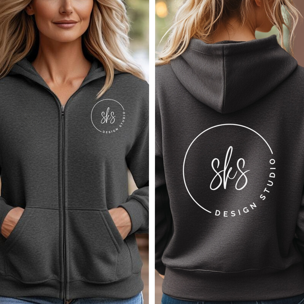 CUSTOM LOGO | Unisex Zip Up Hoodie