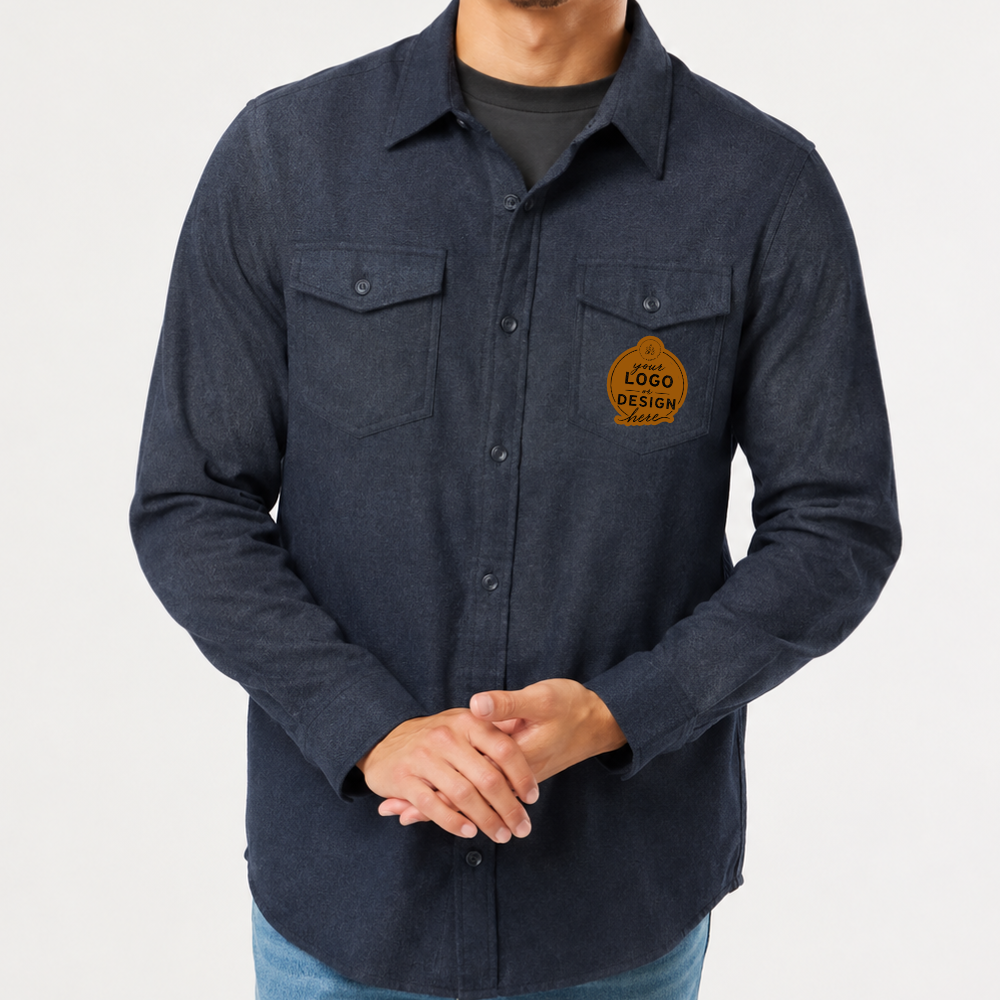 CUSTOM LOGO | Unisex Flannel Shirt with Laser Engraved Leather Patch