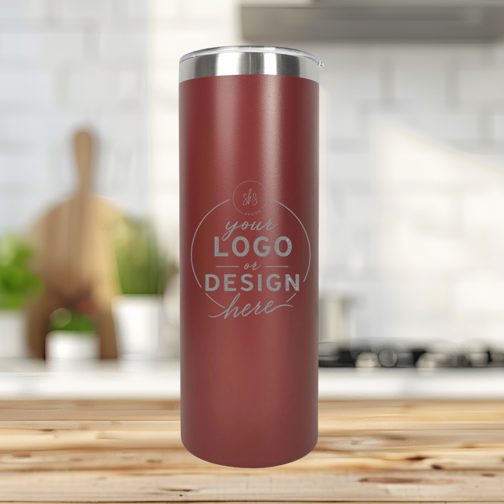 CUSTOM LOGO | ENGRAVED | 20oz Skinny Stainless Steel Tumbler