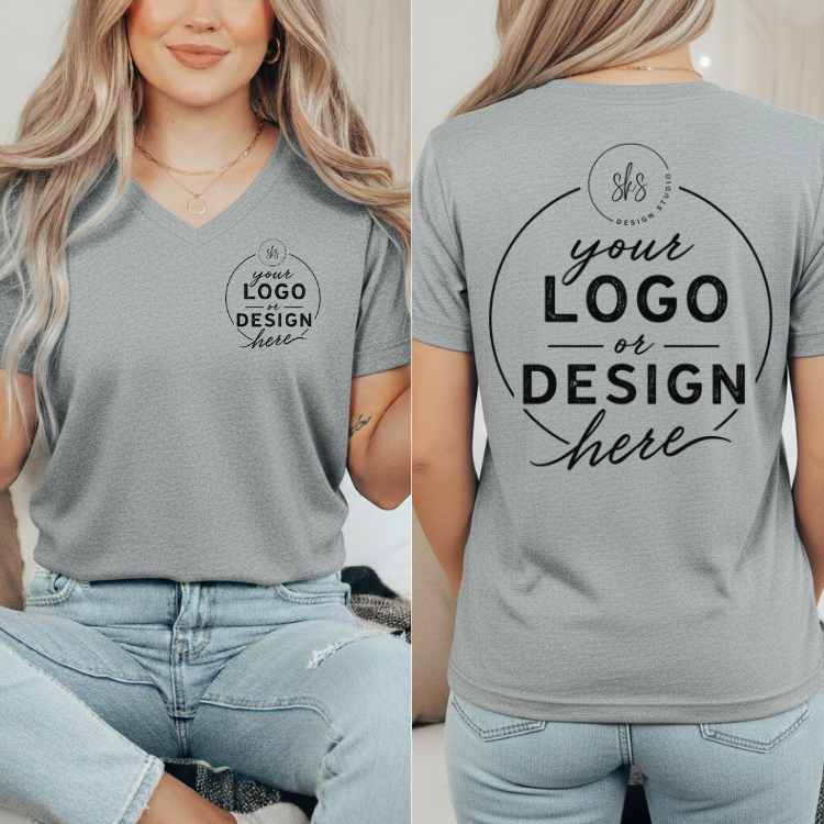 CUSTOM LOGO | Women's V-Neck T-Shirt [BELLA CANVAS]
