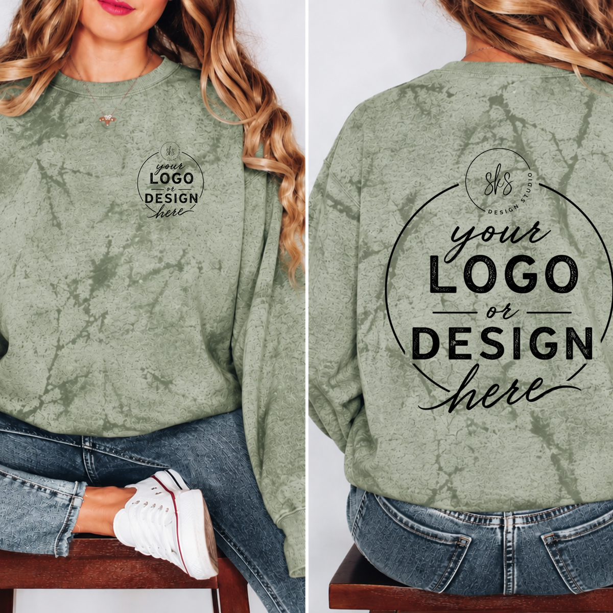 CUSTOM LOGO | Unisex Color Blast Crewneck Sweatshirt [COMFORT COLORS]