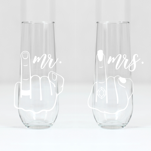 Mr. & Mrs. | ENGRAVED | 10oz Stemless Flute Glass