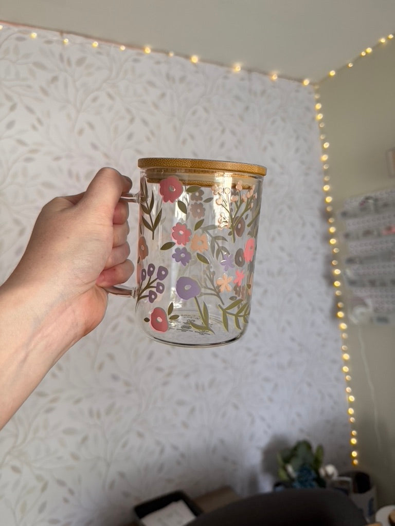 Spring | UVDTF | 15oz Mug with Handle, Bamboo Lid & Straw