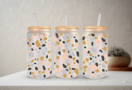 Terrazzo | VINYL | 20 oz Libbey Can Glass with Bamboo Lid & Straw