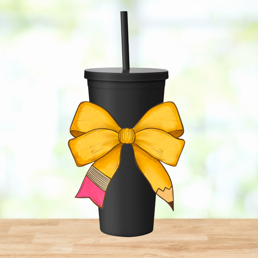 Pencil Bow | UVDTF | 24oz Matte Acrylic Tumbler
