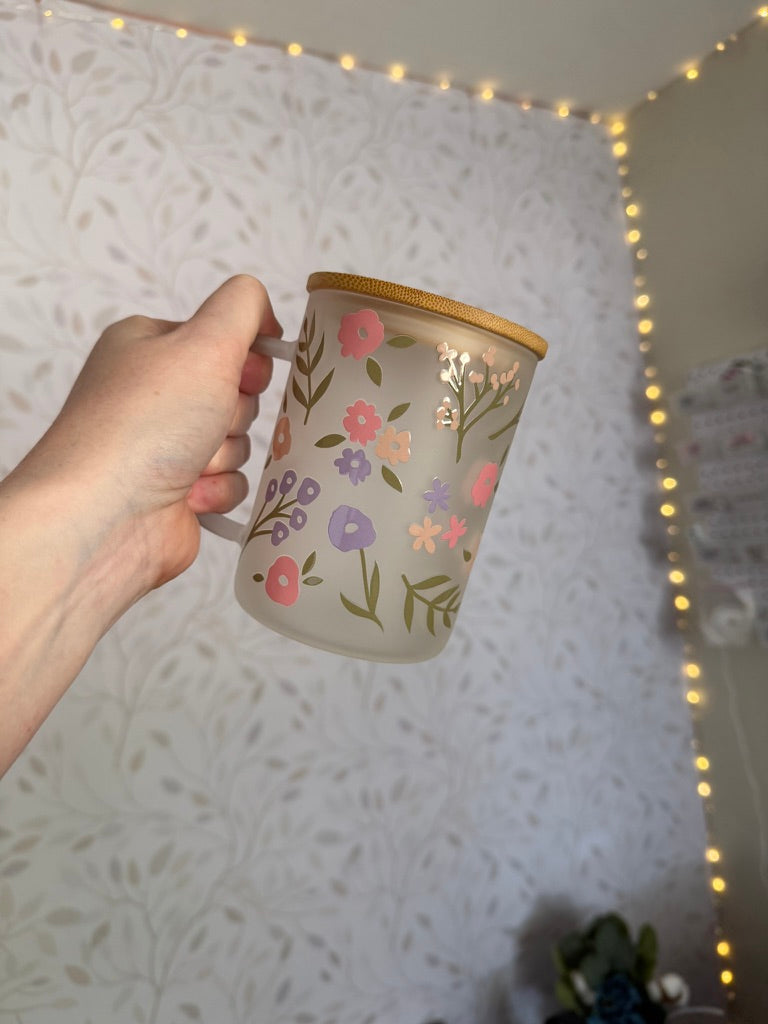 Spring | UVDTF | 15oz Mug with Handle, Bamboo Lid & Straw
