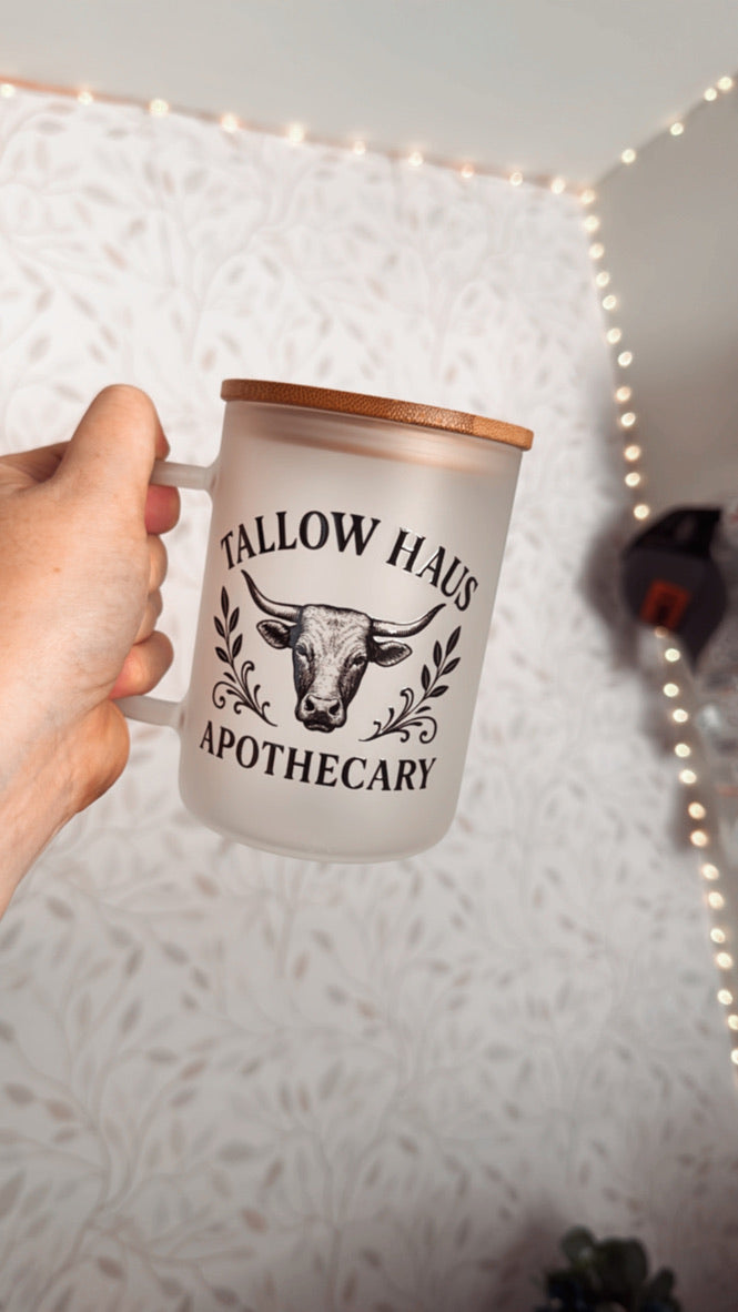 CUSTOM LOGO | UVDTF | 15oz Mug with Handle, Bamboo Lid & Straw