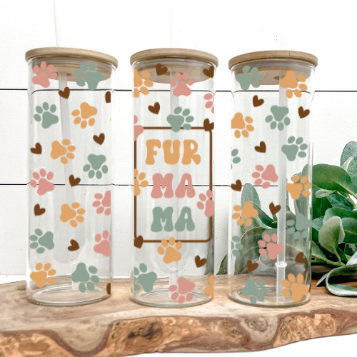 Fur Mama | VINYL | 25oz Skinny Glass Tumbler