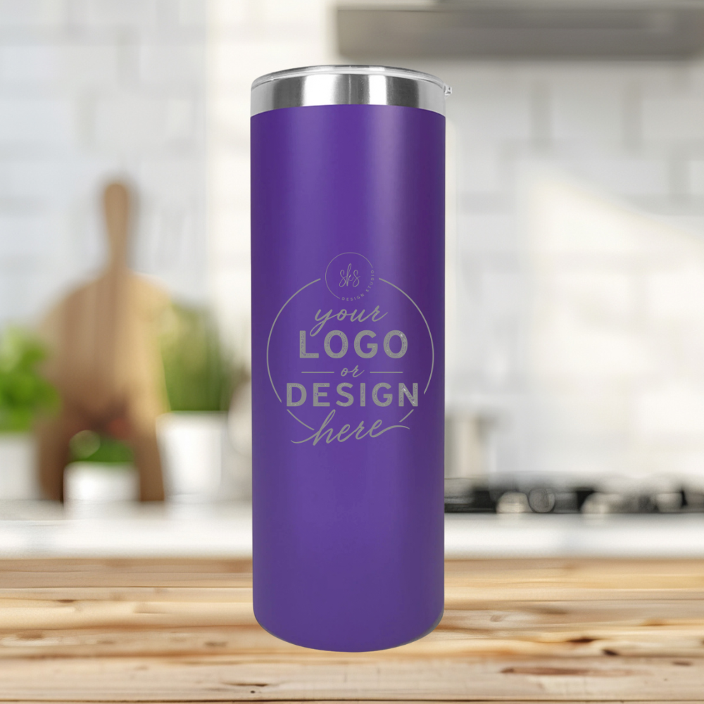 CUSTOM LOGO | ENGRAVED | 20oz Skinny Stainless Steel Tumbler