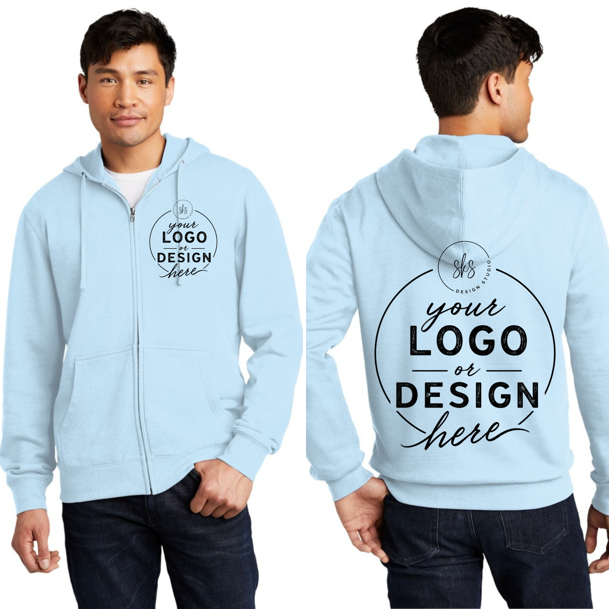 CUSTOM LOGO | Unisex Zip Up Hoodie [DISTRICT]