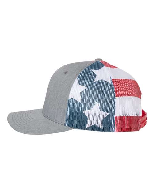 CUSTOM LOGO | Stars & Stripes Richardson 112 Hat with Laser Engraved Leather Patch
