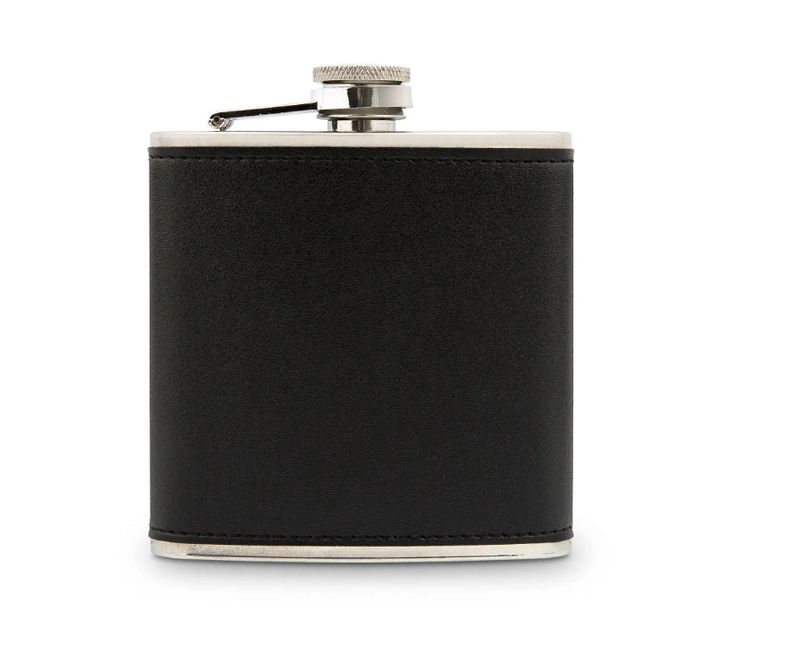 Faux Leather Wrapped Metal Hip Flask - Blank