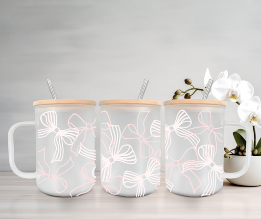 Ribbons | VINYL | 15oz Mug with Handle, Bamboo Lid & Straw