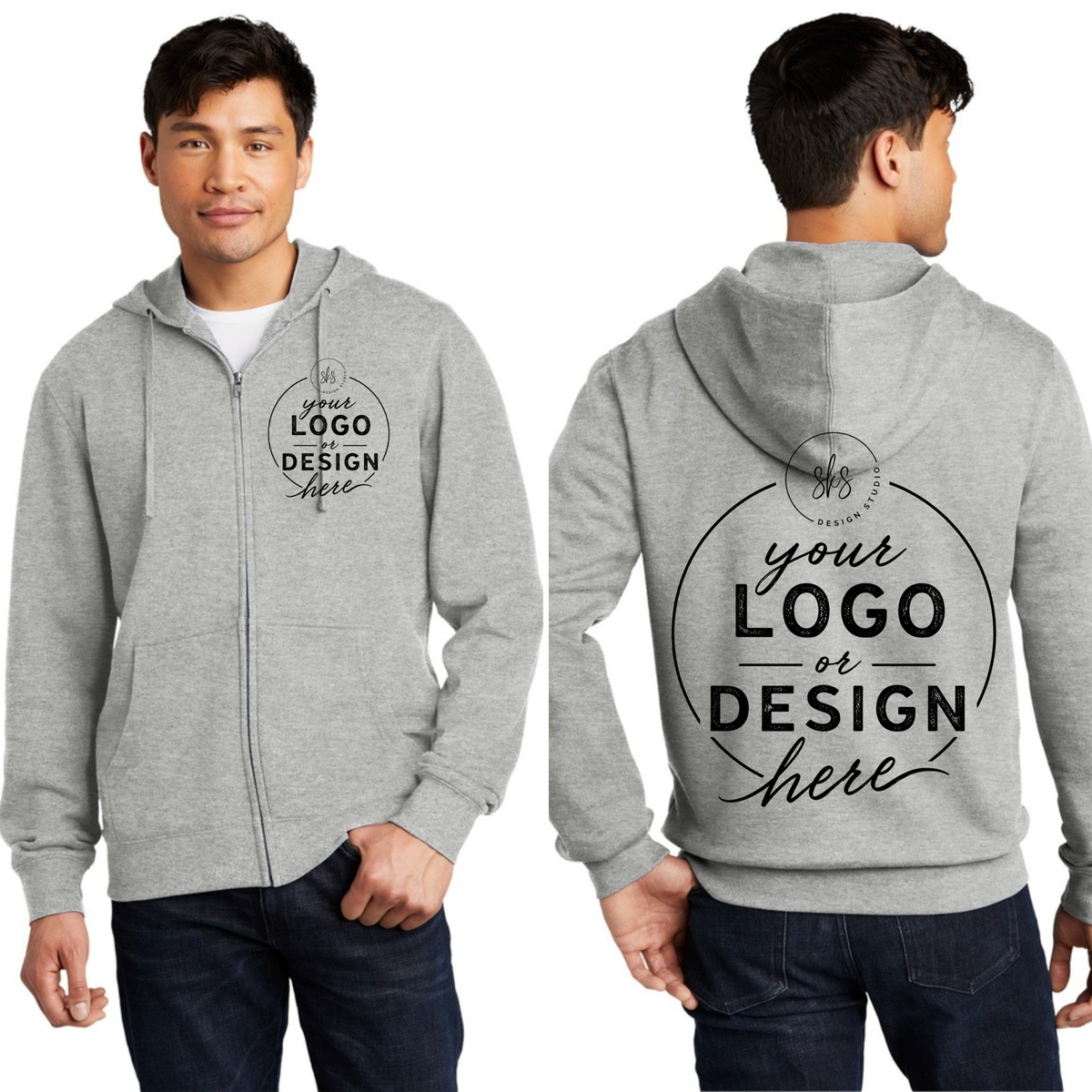 CUSTOM LOGO | Unisex Zip Up Hoodie [DISTRICT]