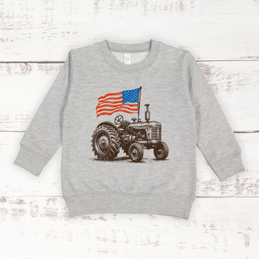 American Flag Tractor | Toddler Crewneck Sweatshirt