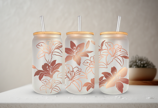 Lily | VINYL | 20 oz Libbey Can Glass with Bamboo Lid & Straw