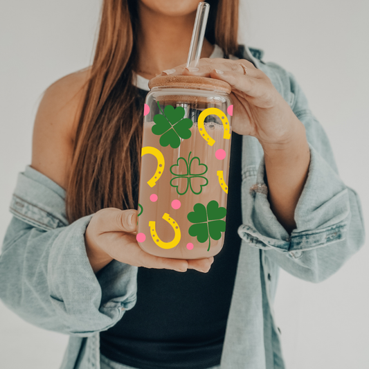 St. Patty's Luck | UVDTF | 20 oz Libbey Can Glass with Bamboo Lid & Straw