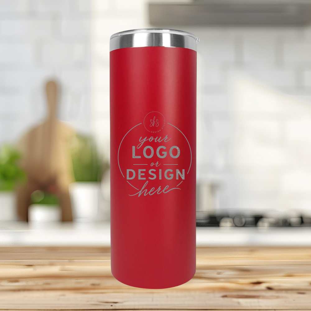 CUSTOM LOGO | ENGRAVED | 20oz Skinny Stainless Steel Tumbler