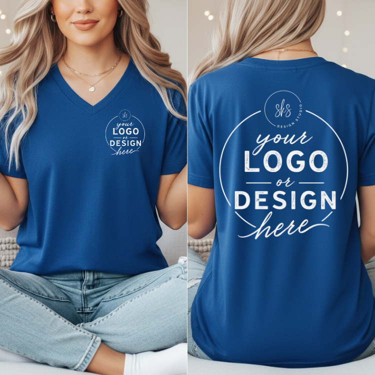 CUSTOM LOGO | Women's V-Neck T-Shirt [BELLA CANVAS]