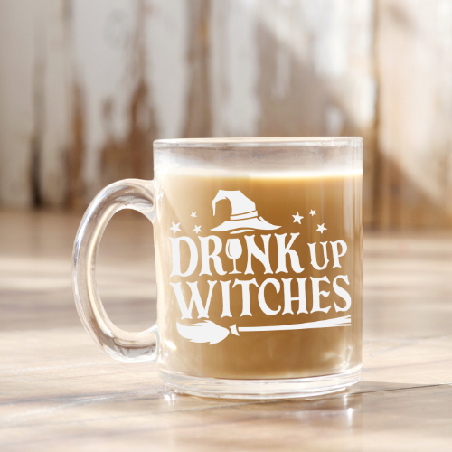 Drink Up Witches | VINYL | 12 oz Clear Coffee Mug