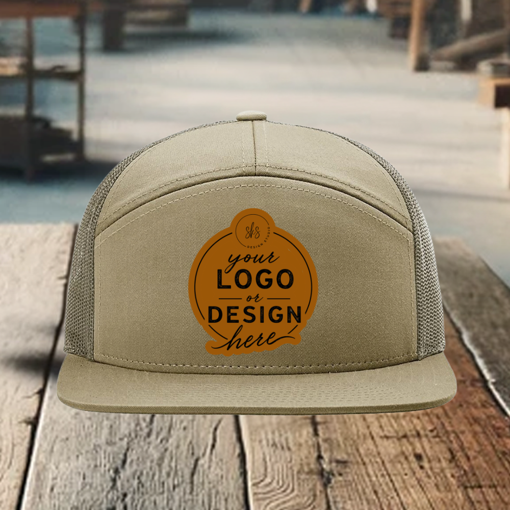CUSTOM LOGO | Richardson 168 Seven-Panel Hat with Laser Engraved Leather Patch