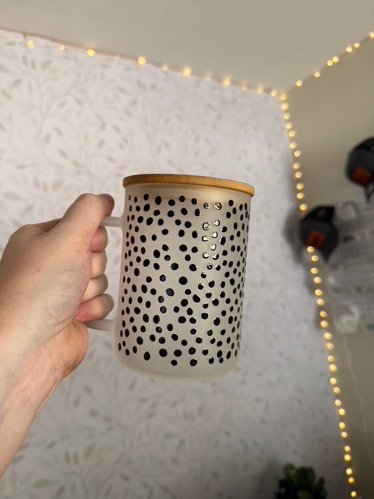 Dots | UVDTF | 15oz Mug with Handle, Bamboo Lid & Straw