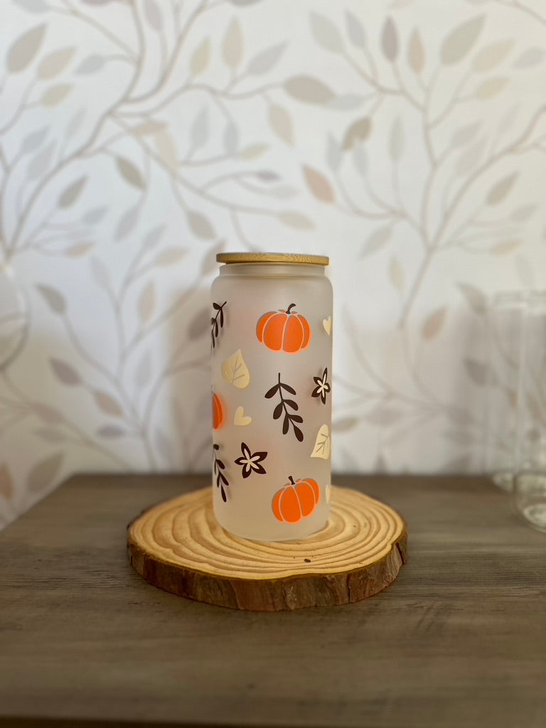 Pumpkin Spice | VINYL | 20 oz Libbey Can Glass with Bamboo Lid & Straw