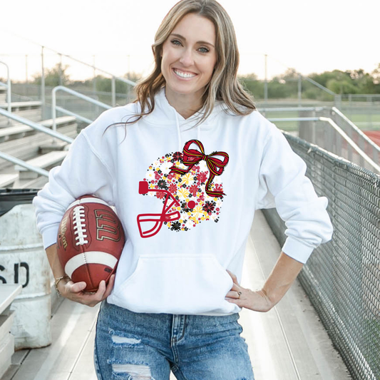 Floral Football Helmet - Team Colors | Unisex Hoodie Sweatshirt [GILDAN]