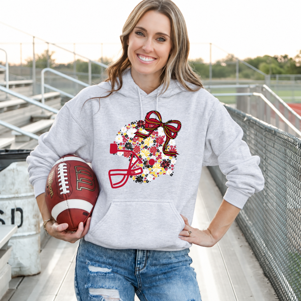 Floral Football Helmet - Team Colors | Unisex Hoodie Sweatshirt [GILDAN]