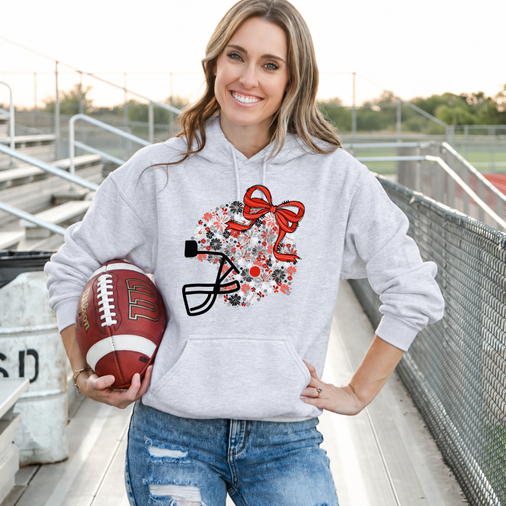 Floral Football Helmet - Team Colors | Unisex Hoodie Sweatshirt [GILDAN]