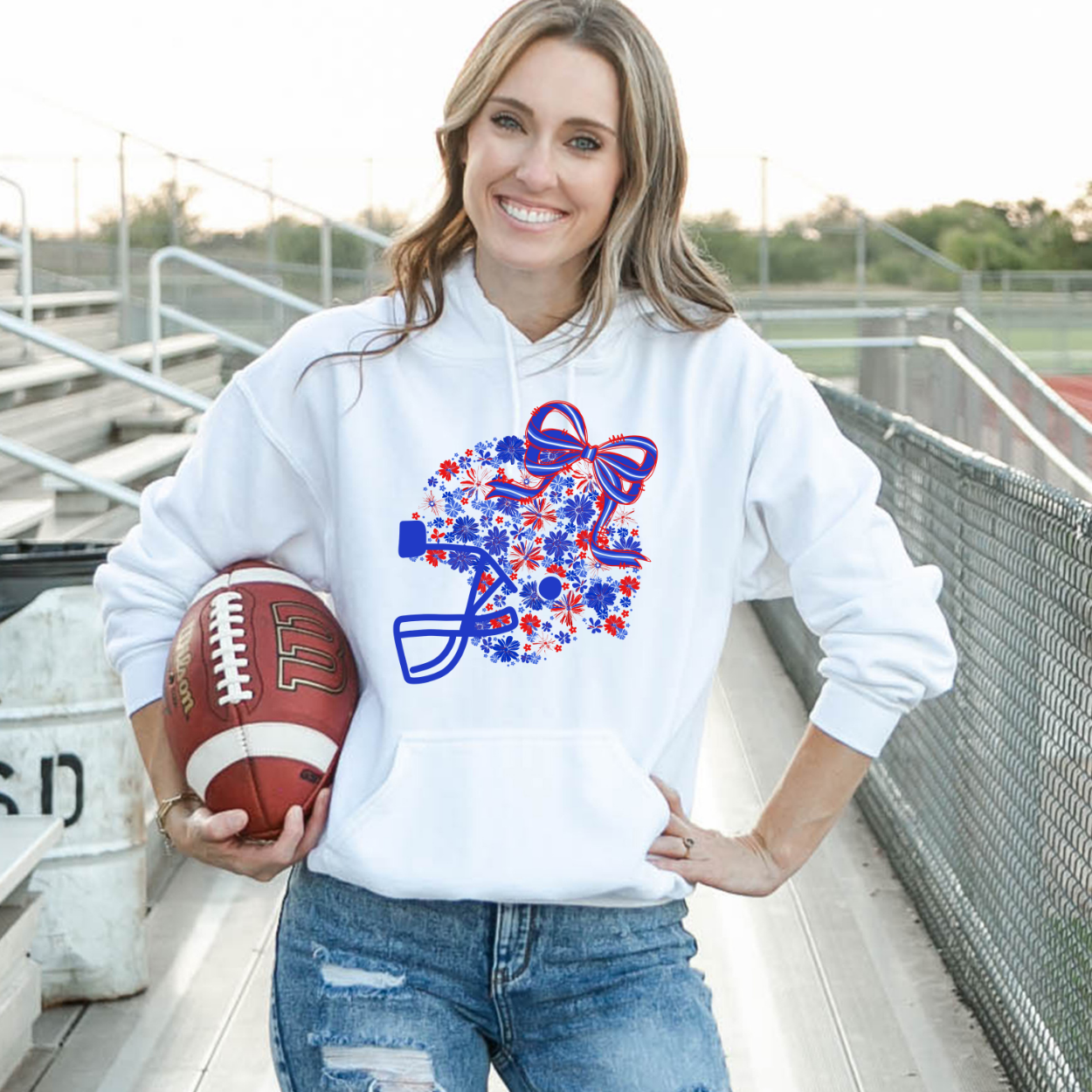 Floral Football Helmet - Team Colors | Unisex Hoodie Sweatshirt [GILDAN]