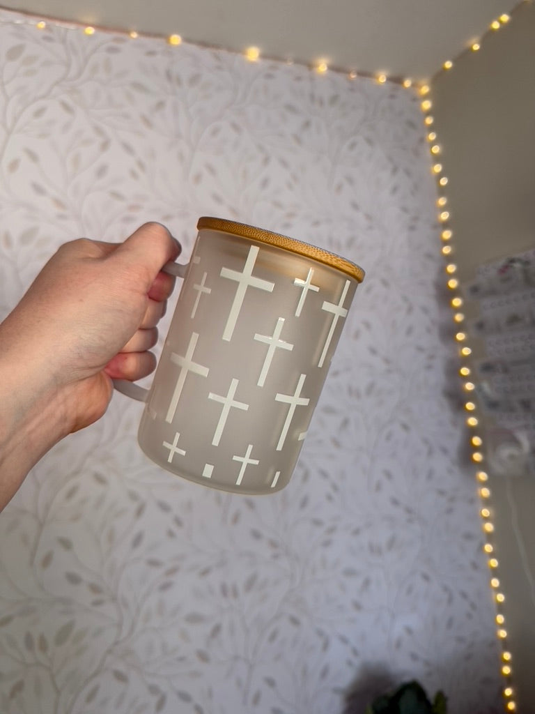 Crosses | UVDTF | 15oz Mug with Handle, Bamboo Lid & Straw