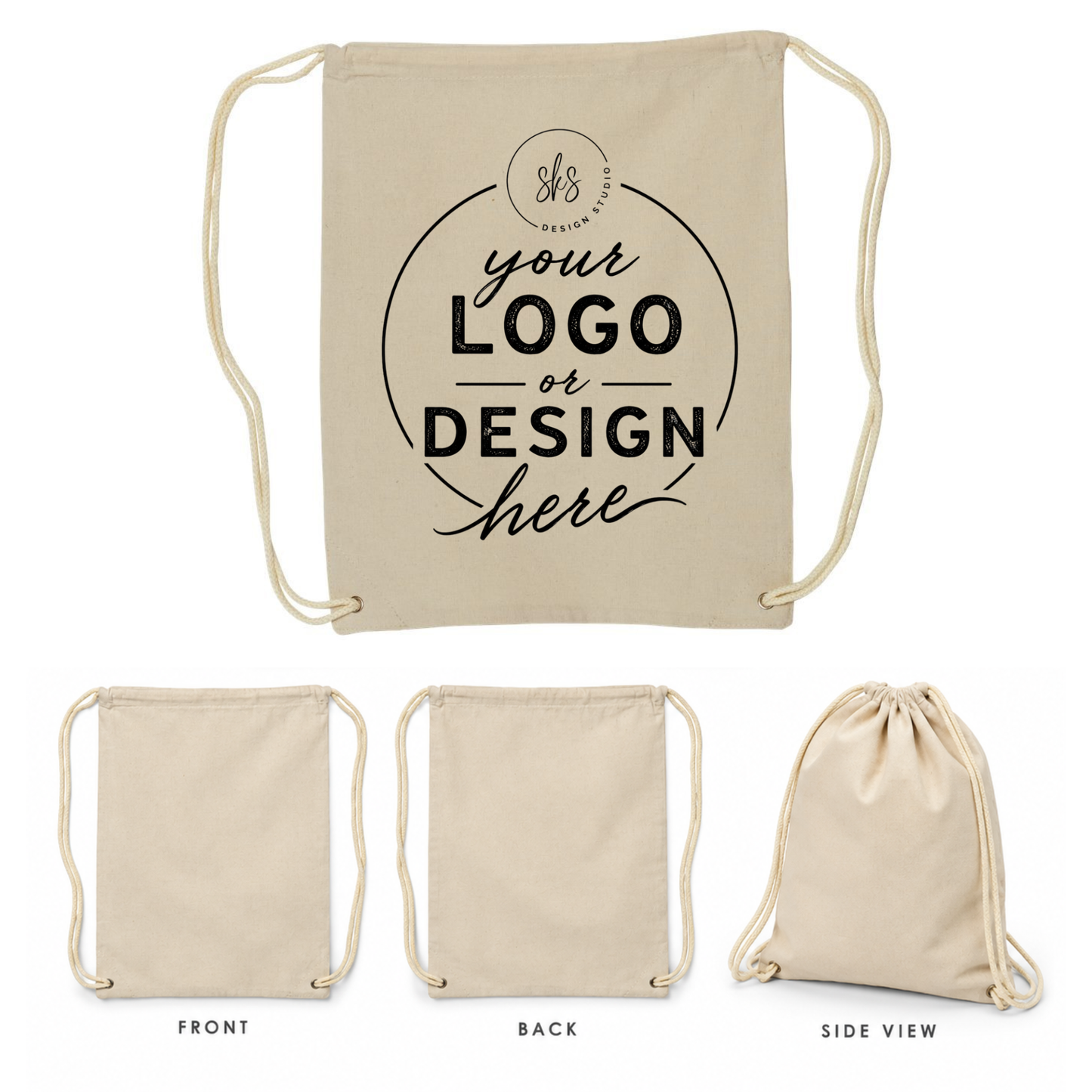 CUSTOM LOGO | Canvas Drawstring Bag
